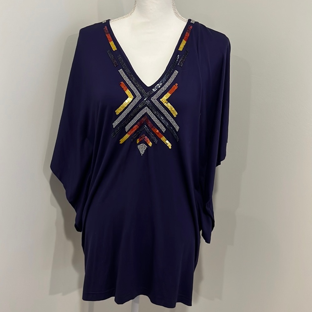 Nicole Miller | Jersey beaded mini dress | Small